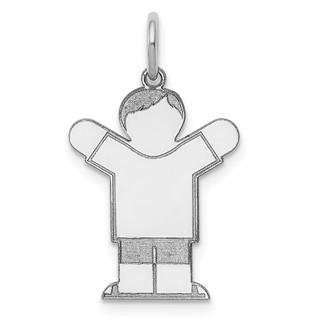 14k White Gold The Kids Small Boy with Haircut Engravable Love Charm