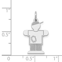 14K White Gold the Kids Small Patches Boy Engravable Hugs Charm view 3