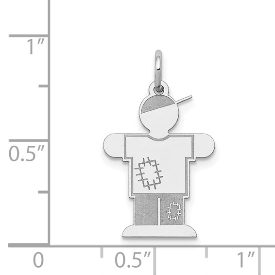 14k White Gold The Kids Small Patches Boy Engravable Hugs Charm