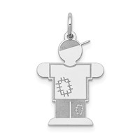 14K White Gold the Kids Small Patches Boy Engravable Hugs Charm view 1