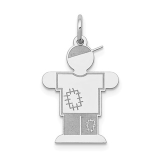 14k White Gold The Kids Small Patches Boy Engravable Hugs Charm