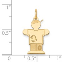 14K Yellow Gold the Kids Small Patches Boy Engravable Hugs Charm view 3