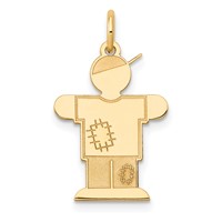 14K Yellow Gold the Kids Small Patches Boy Engravable Hugs Charm view 1