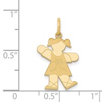 14K Yellow Gold the Kids Small Ballet Girl Engravable Kiss Charm view 3