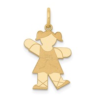14K Yellow Gold the Kids Small Ballet Girl Engravable Kiss Charm view 1