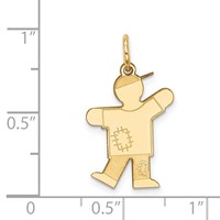 14K Yellow Gold the Kids Small Patches Boy Engravable Kiss Charm view 3