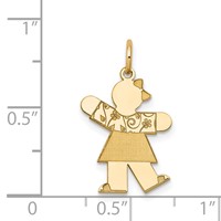 14K Yellow Gold the Kids Small Floral Dress Girl Engravable Kiss Charm view 3