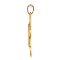 14K Yellow Gold the Kids Solid Satin Medium Girl Engravable Kiss Charm view 2