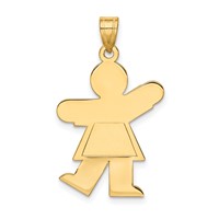 14K Yellow Gold the Kids Solid Satin Medium Girl Engravable Kiss Charm view 4