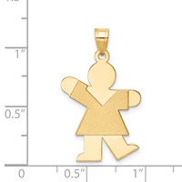 14K Yellow Gold the Kids Solid Satin Medium Girl Engravable Kiss Charm view 3