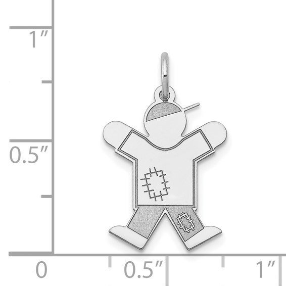 14k White Gold The Kids Small Patches Boy Engravable Joy Charm