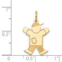 14K Yellow Gold the Kids Small Patches Boy Engravable Joy Charm view 3
