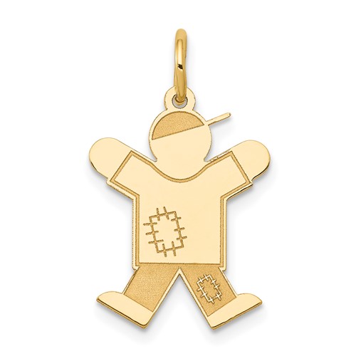 14K Yellow Gold the Kids Small Patches Boy Engravable Joy Charm