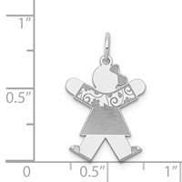 14K White Gold the Kids Small Floral Dress Girl Engravable Joy Charm view 3