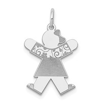 14K White Gold the Kids Small Floral Dress Girl Engravable Joy Charm view 1
