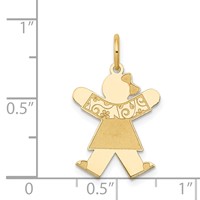 14K Yellow Gold the Kids Small Floral Dress Girl Engravable Joy Charm view 3