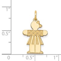 14K Yellow Gold the Kids Small Stars and Stripes Girl Engravable Hugs Charm view 3