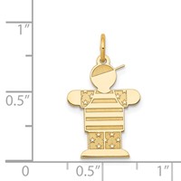 14K Yellow Gold the Kids Small Stars and Stripes Boy Engravable Hugs Charm view 3