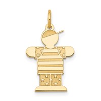 14K Yellow Gold the Kids Small Stars and Stripes Boy Engravable Hugs Charm view 1