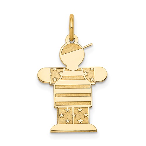 14K Yellow Gold the Kids Small Stars and Stripes Boy Engravable Hugs Charm