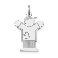 14K White Gold the Kids Small Patches Boy Engravable Love Charm view 1