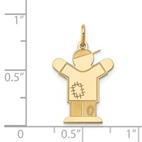14K Yellow Gold the Kids Small Patches Boy Engravable Love Charm view 3