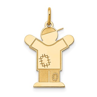 14k The Kids Small Patches Boy Engravable Love Charm