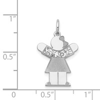 14K White Gold the Kids Small Floral Dress Girl Engravable Love Charm view 3