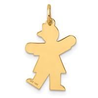 14K Yellow Gold the Kids Small Stars and Stripes Girl Engravable Kiss Charm view 3