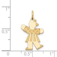 14K Yellow Gold the Kids Small Stars and Stripes Girl Engravable Kiss Charm view 4