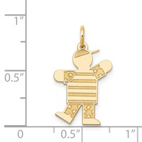 14K Yellow Gold the Kids Small Stars and Stripes Boy Engravable Kiss Charm view 3