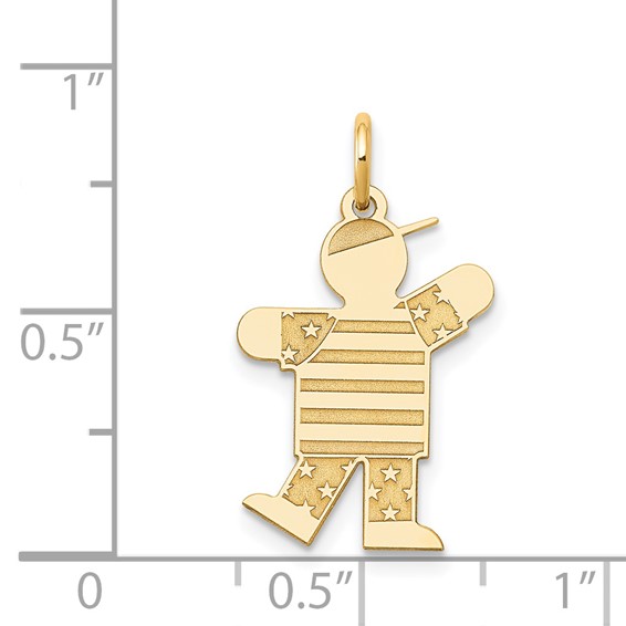 14k The Kids Small Stars and Stripes Boy Engravable Kiss Charm