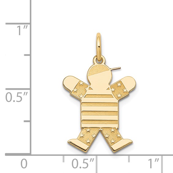 14k The Kids Small Stars and Stripes Boy Engravable Joy Charm