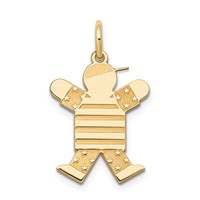 14K Yellow Gold the Kids Small Stars and Stripes Boy Engravable Joy Charm view 1