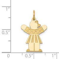 14K Yellow Gold the Kids Small Stars and Stripes Girl Engravable Love Charm view 3