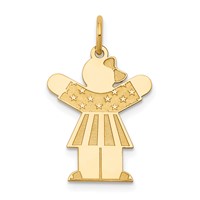 14K Yellow Gold the Kids Small Stars and Stripes Girl Engravable Love Charm view 1