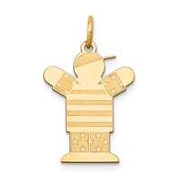 14K Yellow Gold the Kids Small Stars and Stripes Boy Engravable Love Charm view 1