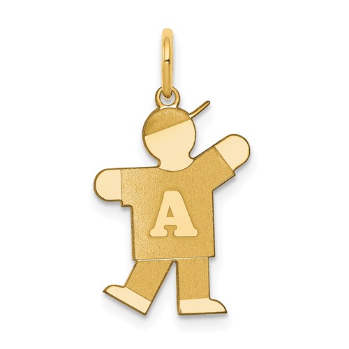 14K Yellow Gold the Kids Small Alphabet Boy Kiss Charm