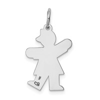 14K White Gold the Kids Small Heart Dress Girl Engravable Kiss Charm view 4