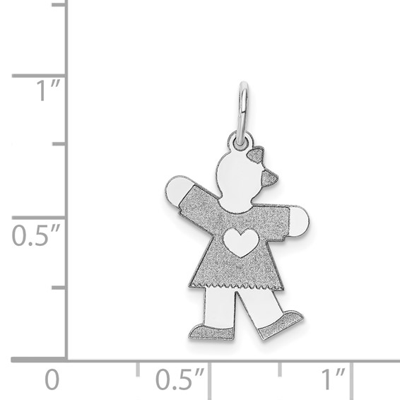 14k White Gold The Kids Small Heart Dress Girl Engravable Kiss Charm