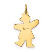 14K Yellow Gold the Kids Small Heart Dress Girl Engravable Kiss Charm view 4