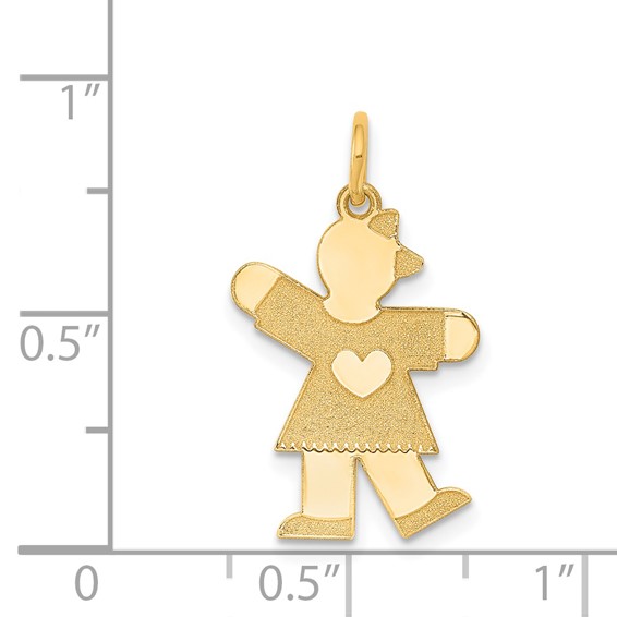 14k The Kids Small Heart Dress Girl Engravable Kiss Charm
