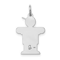 14K White Gold the Kids Small Heart Shirt Boy Engravable Hugs Charm view 4