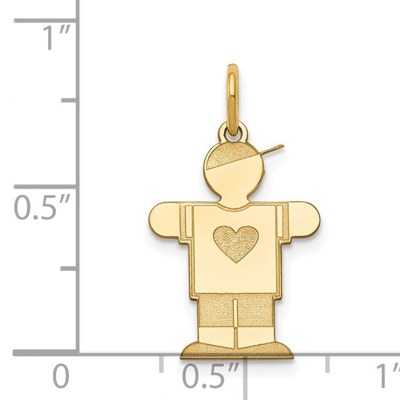 14k The Kids Small Heart Shirt Boy Engravable Hugs Charm
