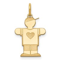 14K the Kids Small Heart Shirt Boy Engravable Hugs Charm view 1