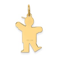 14K Yellow Gold the Kids Small Heart Shirt Boy Engravable Kiss Charm view 4