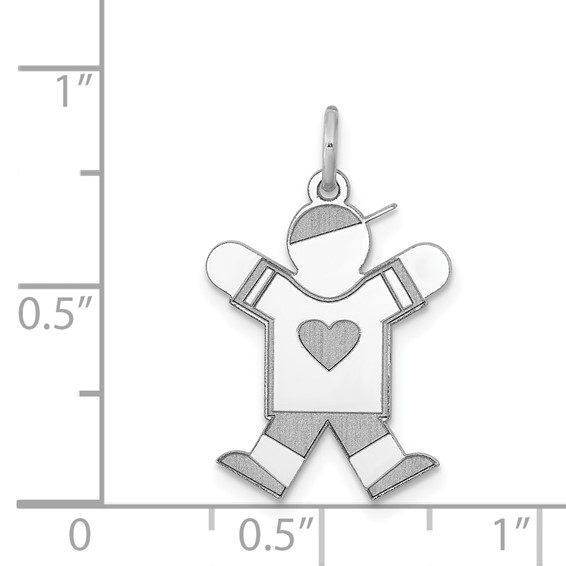 14k White Gold The Kids Small Heart Shirt Boy Engravable Joy Charm