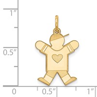 14K Yellow Gold the Kids Small Heart Shirt Boy Engravable Joy Charm view 2
