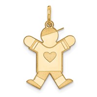 14K Yellow Gold the Kids Small Heart Shirt Boy Engravable Joy Charm view 1