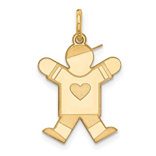 14k The Kids Small Heart Shirt Boy Engravable Joy Charm